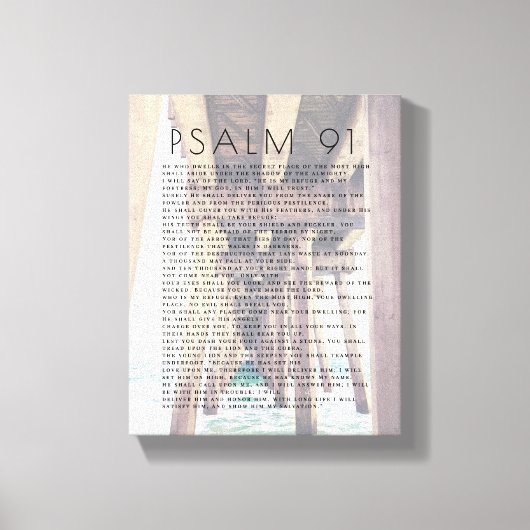 Psalm 91 Rustieke Strandpier Bijbelvers Canvas Pri Afdruk (Voorkant)