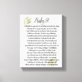 Psalm 91 Schrift Bijbel Kunst Aquarel Bladeren Canvas Afdruk