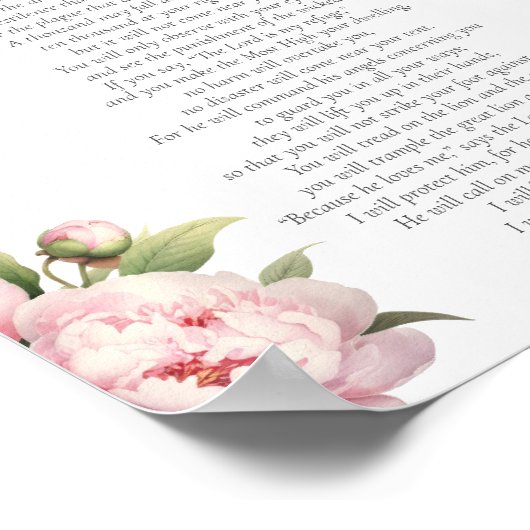 Psalm 91 Schrift Bijbel Verse Bloemen Blush Poster (Hoek)