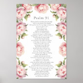Psalm 91 Schrift Bijbel Verse Bloemen Blush Poster (Voorkant)