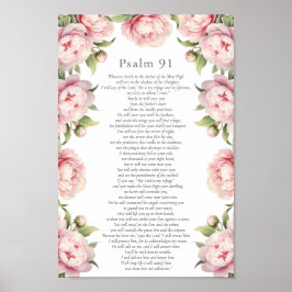 Psalm 91 Schrift Bijbel Verse Bloemen Blush Poster