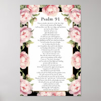 Psalm 91 Schrift Bijbel Verse Bloemen Blush Zwart