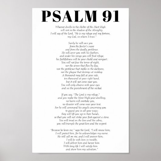 Psalm 91 Schrift De HEERE is mijn toevluchtsoord Poster (Voorkant)