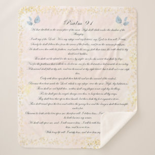 Psalm 91, Schrift & Eucalyptusbladeren, Blush Sherpa Deken