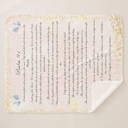 Psalm 91, Schrift & Eucalyptusbladeren, Blush Sherpa Deken (Voorkant (horizontaal))