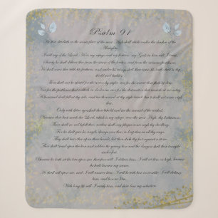 Psalm 91, Schrift & Eucalyptusbladeren, groen Sherpa Deken