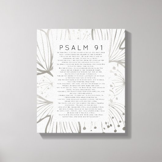 Psalm 91 Schriftuur Kunst Botanisch blad Canvas Afdruk (Voorkant)