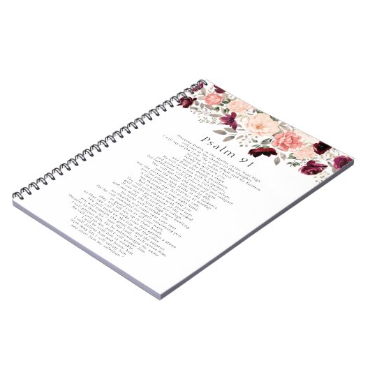 Psalm 91 Scripture Burgundy Blush Floral Notitieboek (Linkerzijde)