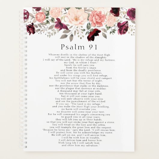 Psalm 91 Scripture Burgundy Blush Floral Planner (Voorkant)