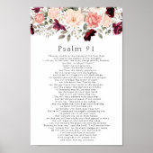 Psalm 91 Scripture Burgundy Blush Floral Poster (Voorkant)