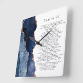 Psalm 91 Scripture Navy Blue Roos Gold Geode Vierkante Klok (Hoek)