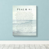 Psalm 91 Scripture Soft Aqua Blue Calm Beach Canvas Afdruk (Insitu (Houten vloer))