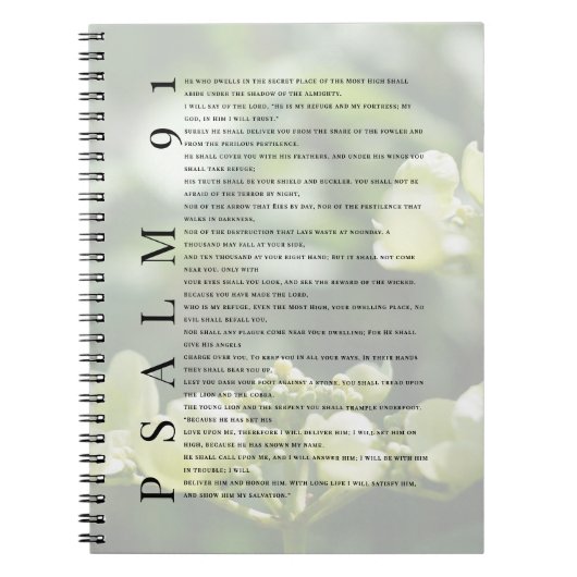 Psalm 91 Soft White Floral Christian Journal Notitieboek (Voorkant)
