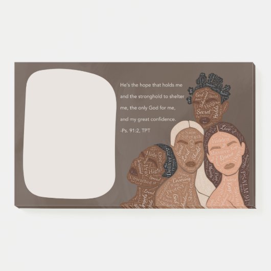 Psalm 91, TPT Zwart Vrouwen Groot Gebed Post-it® Notes (Voorkant)