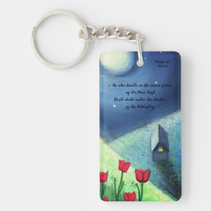 Psalm 91 Verses 1&2 (zwarte tekst) Acrylische Sleu Sleutelhanger