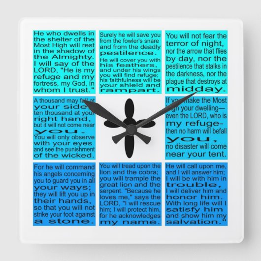Psalm 91 vierkante wandklok (Voorkant)