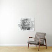 Psalm 91 Wall Art Black en White Lion Tapestry Wandkleed (In Situ (horizontaal))