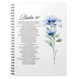 Psalm 91 Watercolor Blue Flower Bible Scriptures Notitieboek