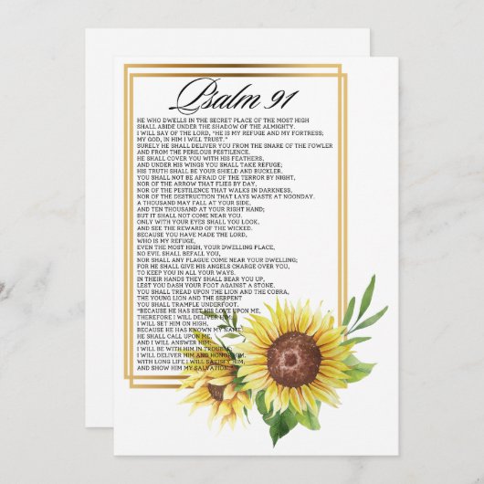 Psalm 91 Watercolor Sunflower Frame Scriptures Feestdagenkaart (Voorkant / Achterkant)