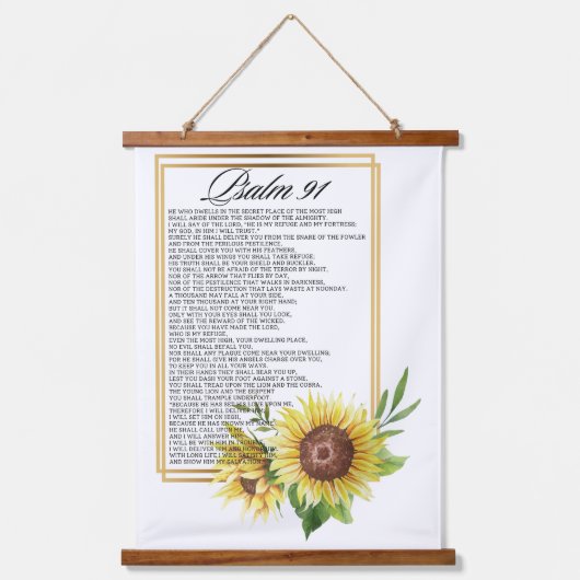 Psalm 91 Watercolor Sunflower Frame Scriptures Hangend Wandkleed (Voorkant)