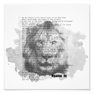 Psalm 91  waterkleur Lion Black and White Foto Afdruk