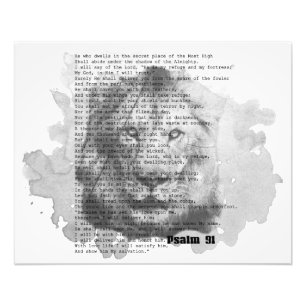 Psalm 91 waterkleur Lion Black and White Foto Afdruk