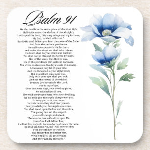 Psalm 91 Waterverf Blauwe Bloem Bijbel Schriftuur Bier Onderzetter