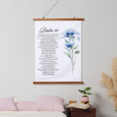 Psalm 91 Waterverf Blauwe Bloem Bijbel Schriftuur Hangend Wandkleed (Slaapkamer)