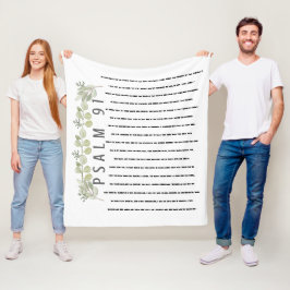 Psalm 91 Waterverf Eucalyptus Leaves Scripture Fleece Deken