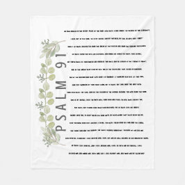 Psalm 91 Waterverf Eucalyptus Leaves Scripture Fleece Deken