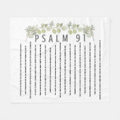 Psalm 91 Waterverf Eucalyptus Leaves Scripture Fleece Deken (Voorkant (Horizontaal))