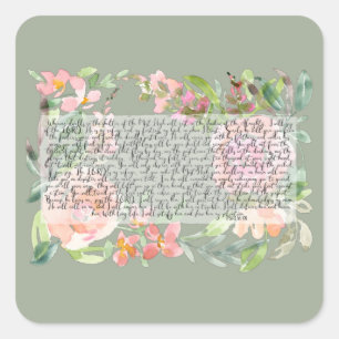 Psalm 91 waterverf vierkante sticker