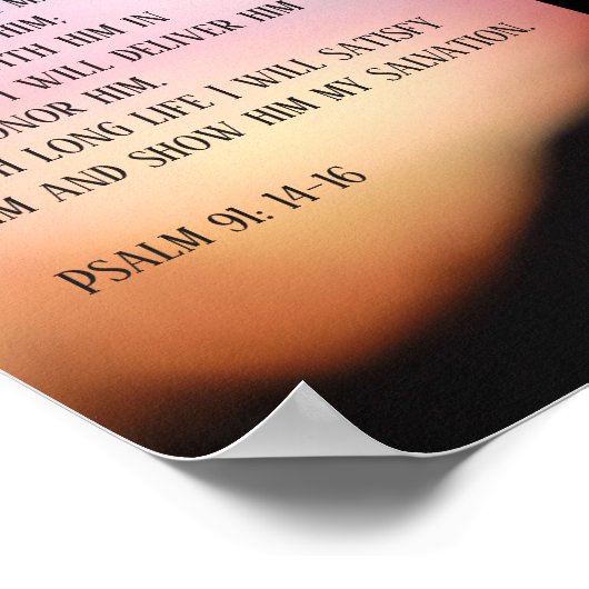 Psalm 91 zwart kruis op de heuvel in de zon poster (Hoek)