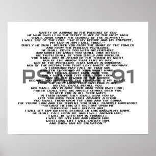 Psalm 91 zwart-wit Poster voor wandkunst van scrip