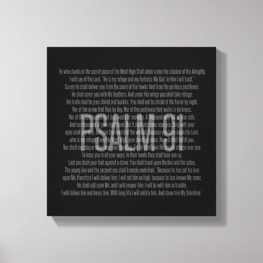 Psalm 91 zwart-witscripts Modern Wall Art Canvas Afdruk (Voorkant)