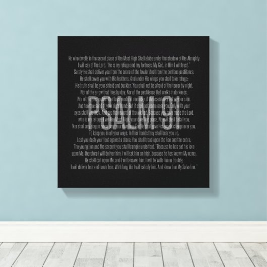 Psalm 91 zwart-witscripts Modern Wall Art Canvas Afdruk (Insitu (Houten vloer))