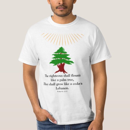 Psalm 92: 12-13 Ceder van de Libanon T-Shirt (Voorkant)