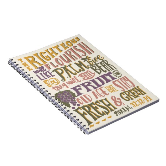 Psalm 92:12-14 handschrift Bijbelvers Notitieboek (Rechterzijde)