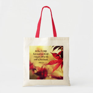 Psalm 92:4 voor jou, O LORD, heb me GLAD gemaakt Tote Bag