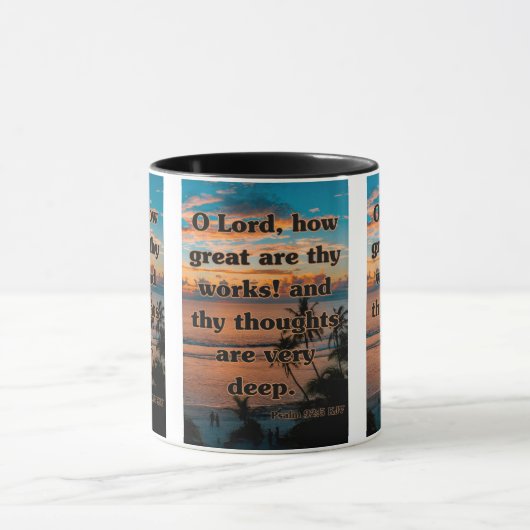 Psalm 92:5 KJV Bijbelvers Pic Two-Tone Mok (Midden)