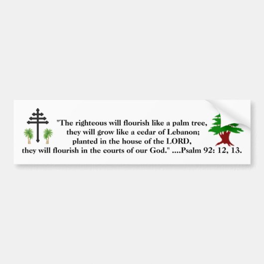 Psalm 92 Libanonceder Bumpersticker (Voorkant)