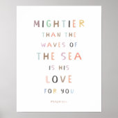 Psalm 93:4 Machtiger dan de golven van de zee Poster (Voorkant)