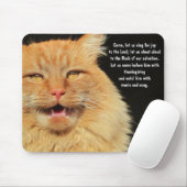 Psalm 95:1-2 met het zingen van een grote oranje k muismat (Met muis)