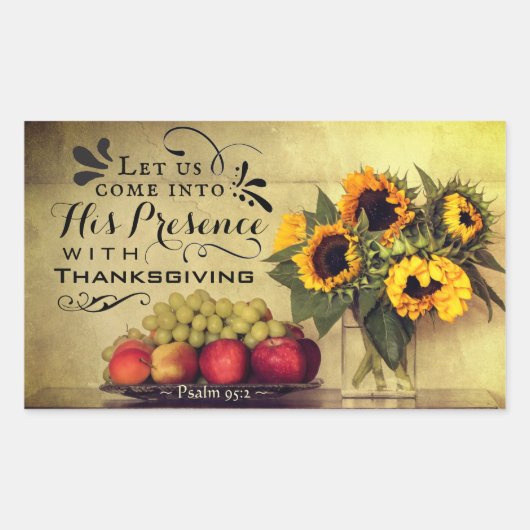 Psalm 95:2 in zijn aanwezigheid met Thanksgiving Rechthoekige Sticker (Voorkant)