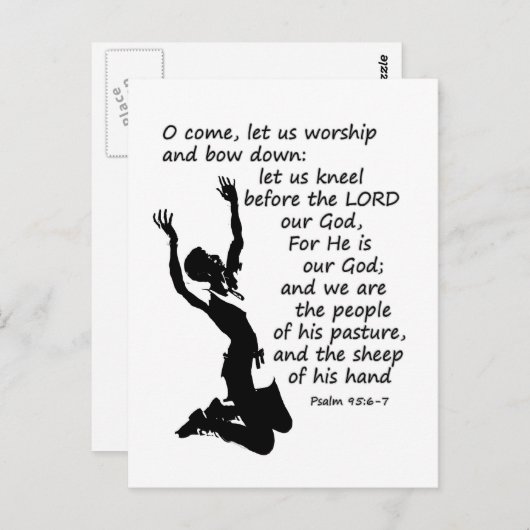 Psalm 95:6-7 Laten we bidden en buigen Briefkaart (Voorkant / Achterkant)