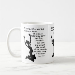 Psalm 95:6-7 Laten we bidden en buigen Koffiemok