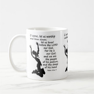 Psalm 95:6-7 Laten we bidden en buigen Koffiemok