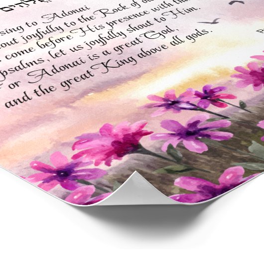 Psalm 95 Bijbelversies in het Hebreeuws en het Eng Poster (Hoek)