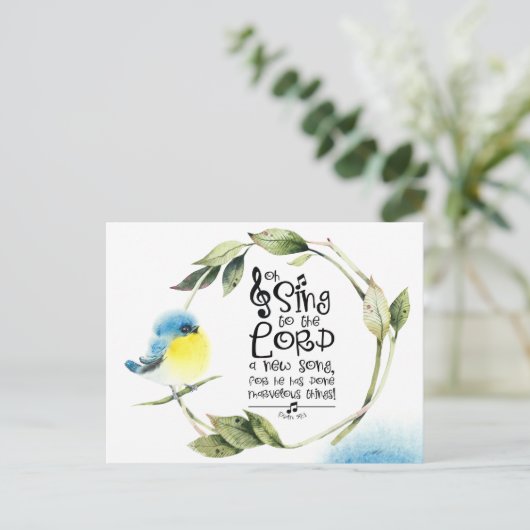 Psalm 98:1 Zing tot de Heer een nieuw lied, Bijbel Briefkaart (Staand voorkant)