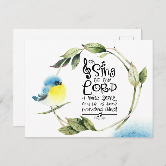 Psalm 98:1 Zing tot de Heer een nieuw lied, Bijbel Briefkaart (Voorkant / Achterkant)